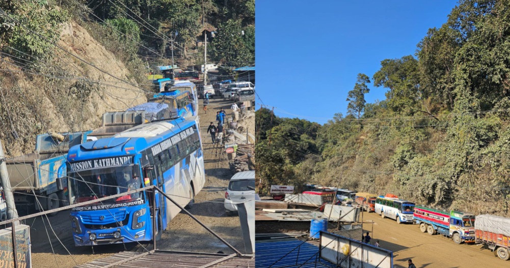 १३ घण्टादेखि दाउन्नेमा महेन्द्रराजमार्ग अवरुद्ध